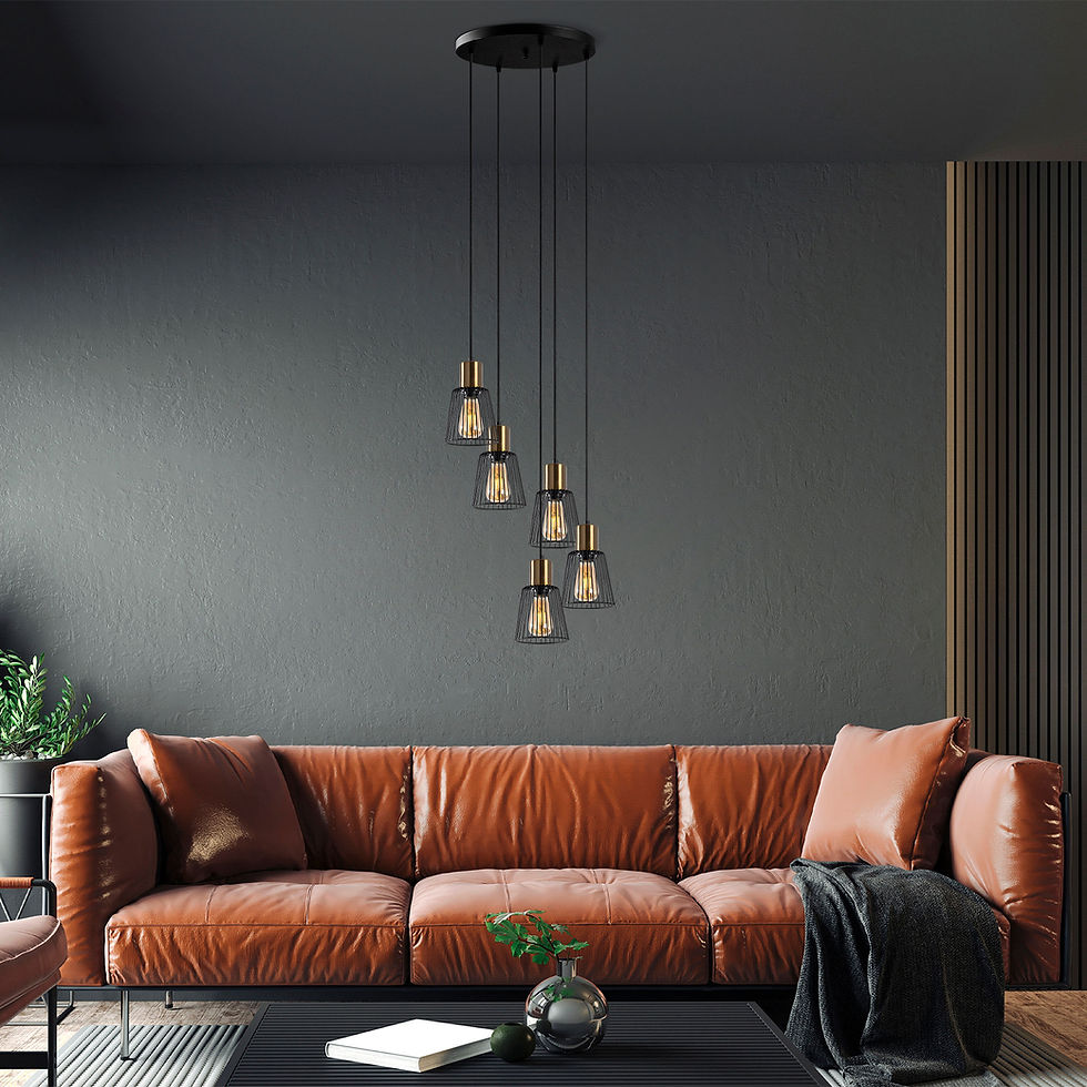 Thumbnail: Luminara Noir: Industrial Elegance Chandelier