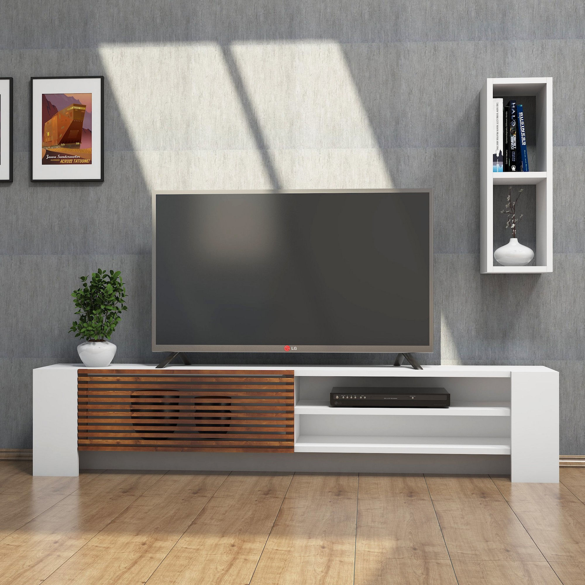 Pina - White, Walnut