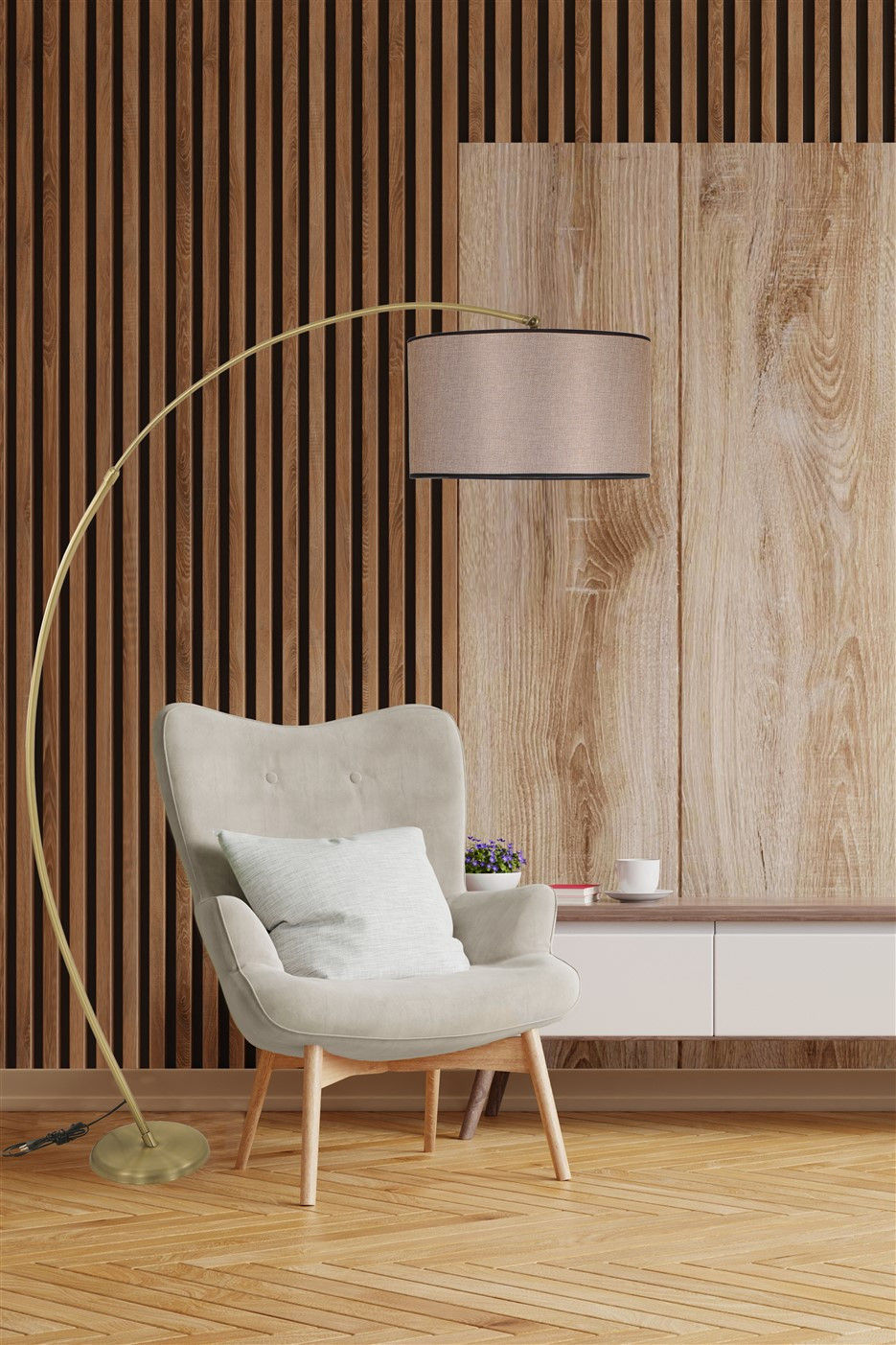 Misra Eskitme Lambader Silindir Koyu Hasir Abajurlu