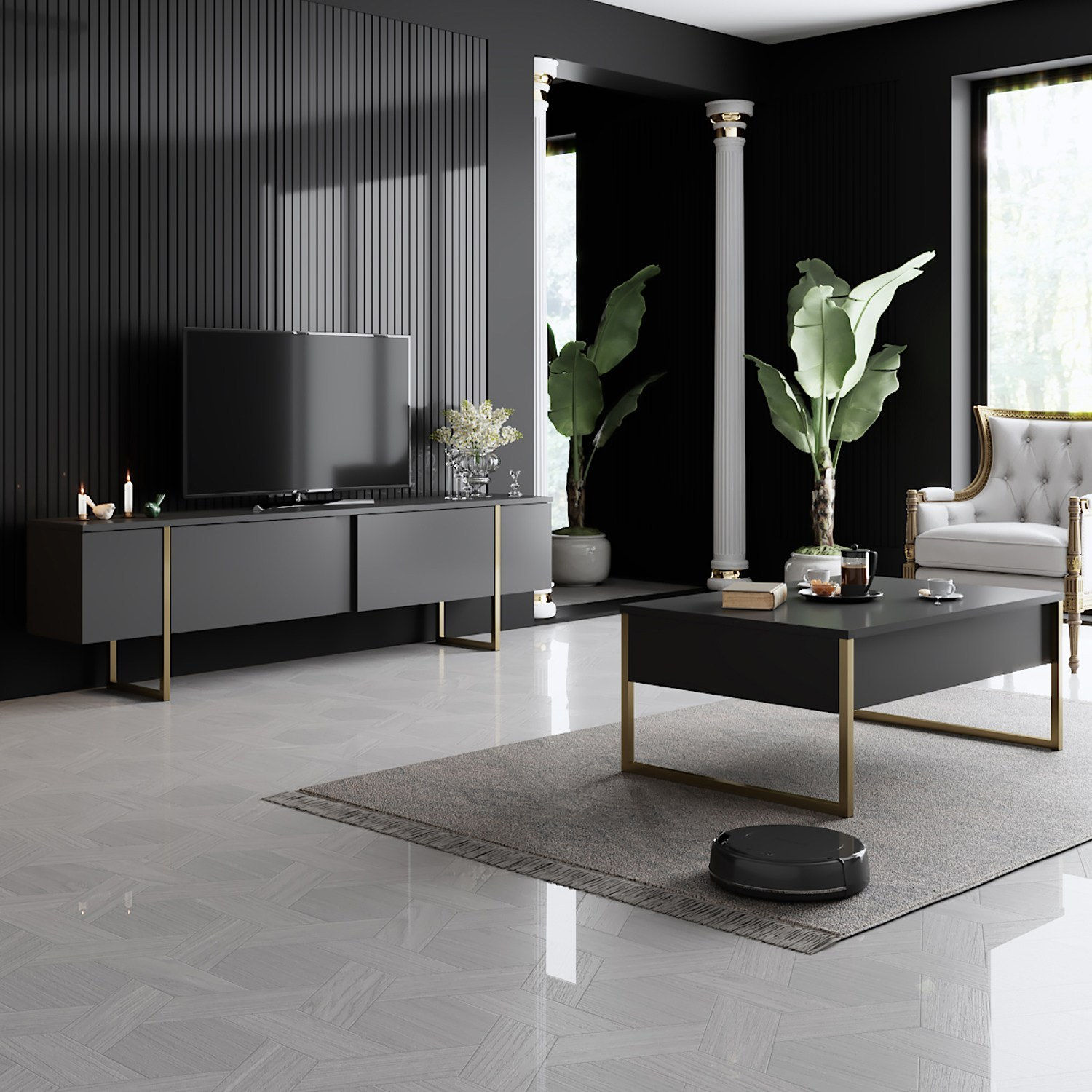 Luxe Set - Anthracite, Gold
