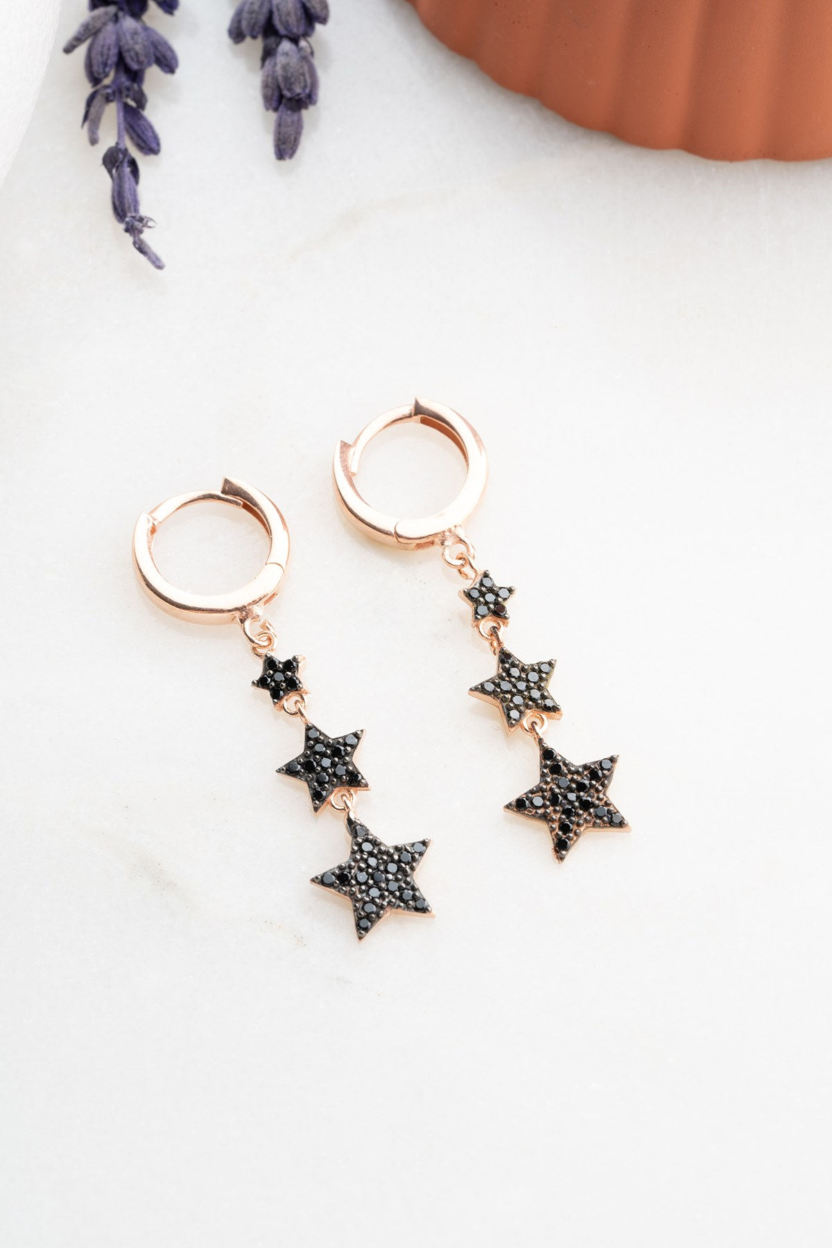 LustreGem Rose Huggies with Zircon Sparkle