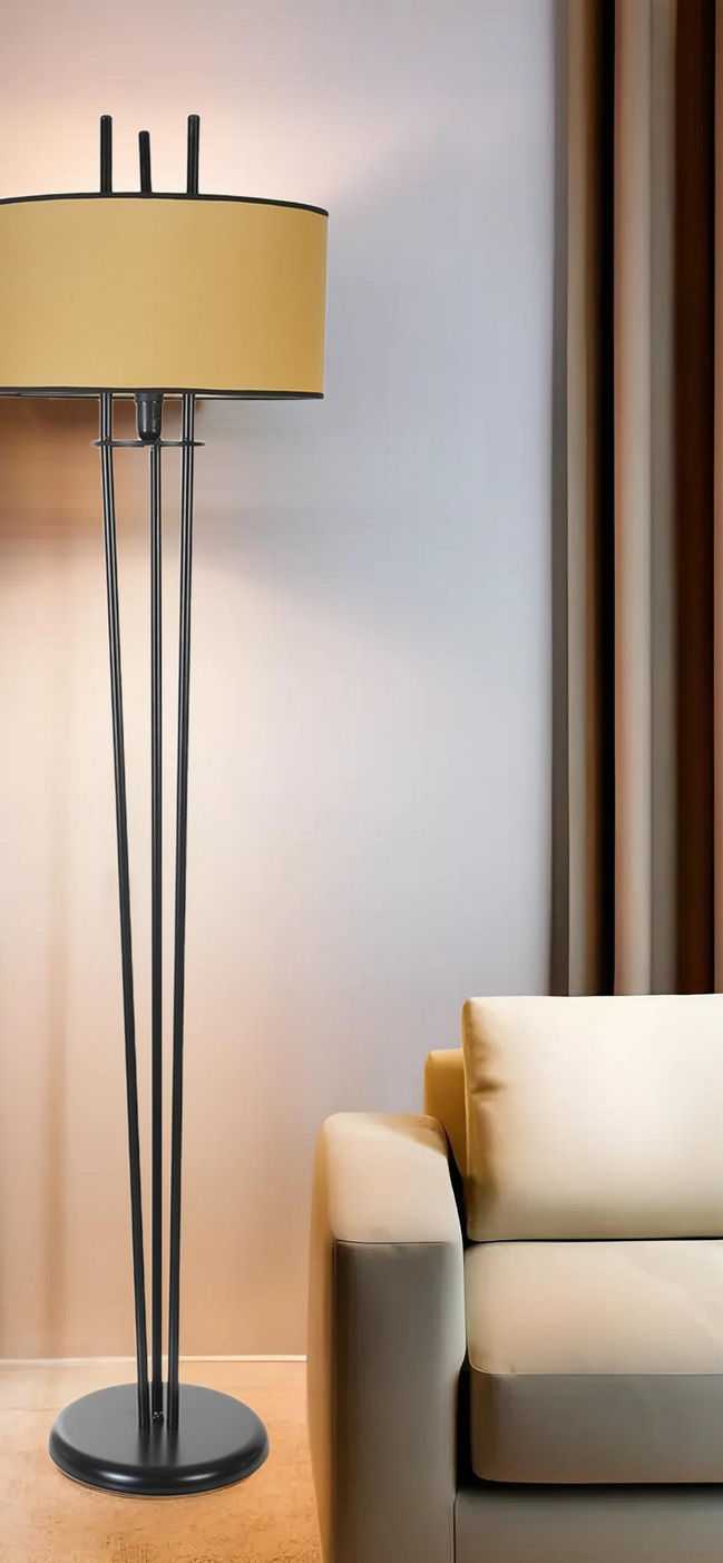 Belen Siyah Lambader Silindir Hardal Abajurlu