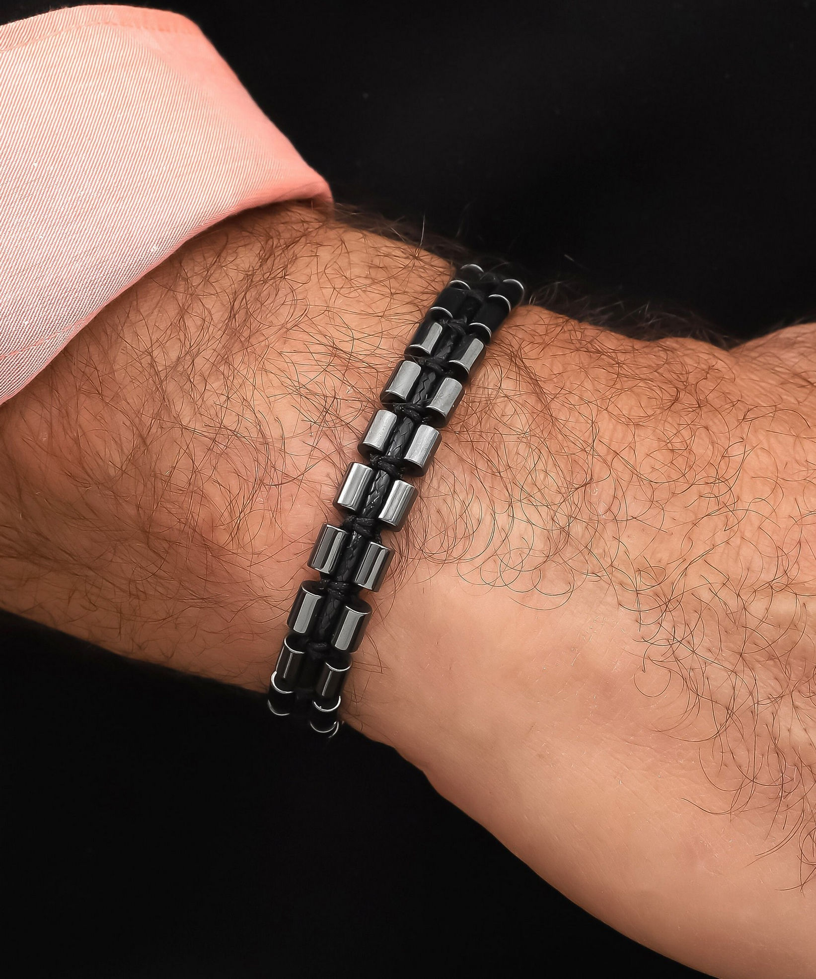 Hematite Harmony Leather Bracelet