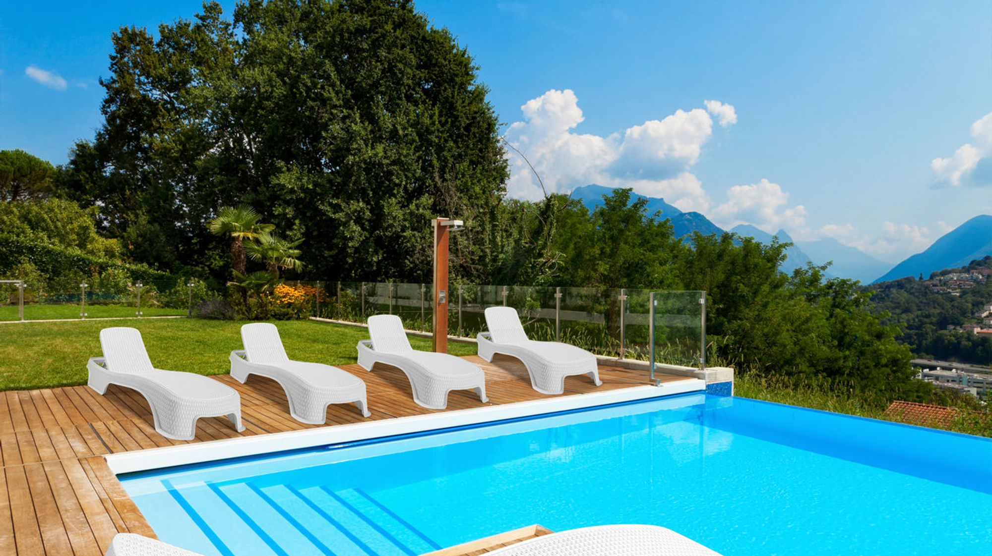 Royal Rattan Sunlounger - White