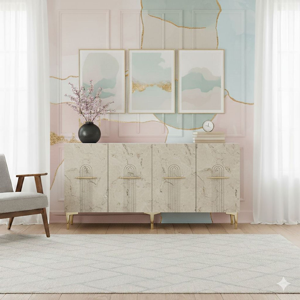Thumbnail: Ida 150 - White, Travertine, Gold