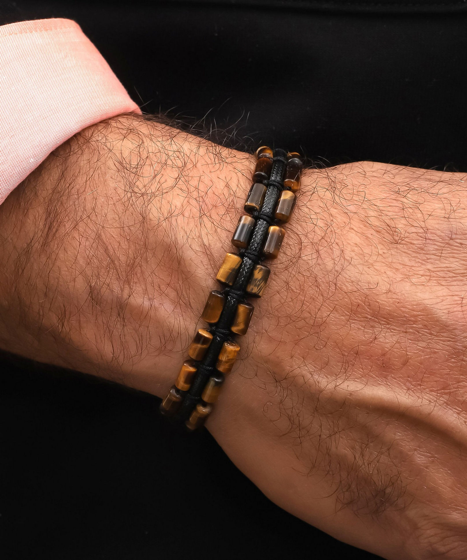 CatEye Charm Leather Bracelet: Brown Enchantment