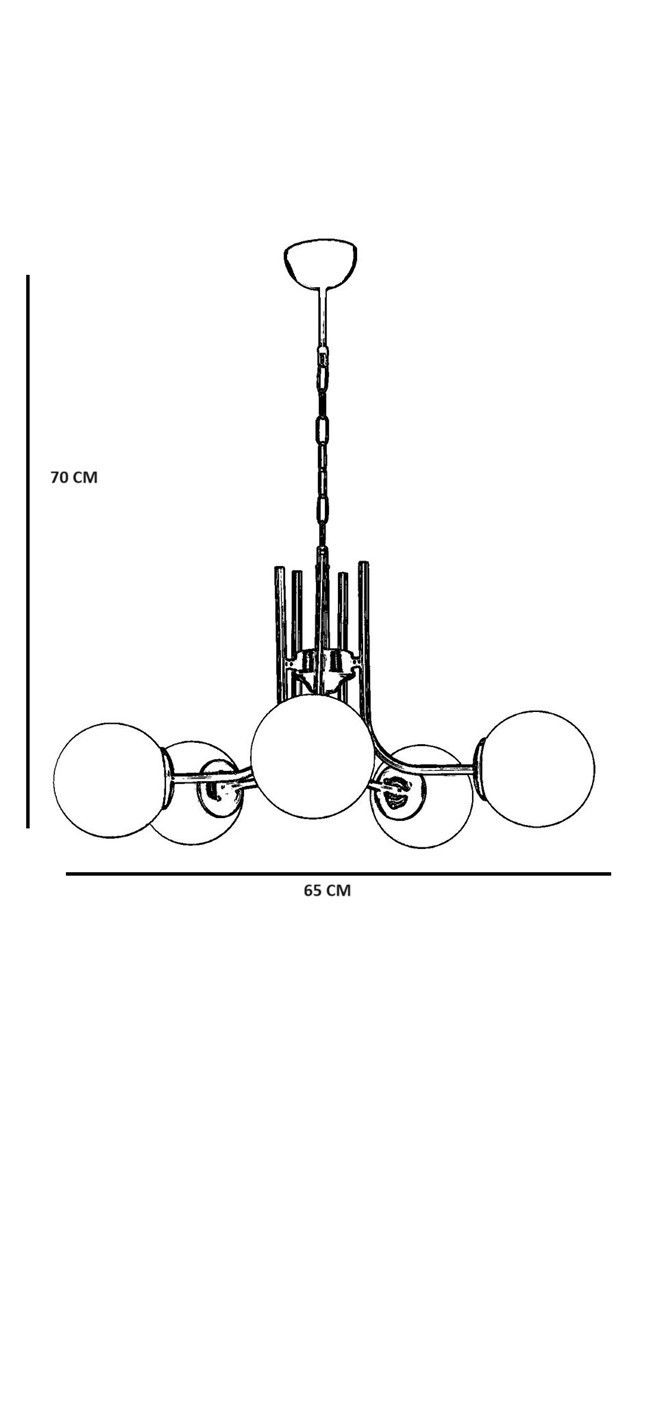 Thumbnail: Nevada 5 Li Eskitme Beyaz Camli Avize
