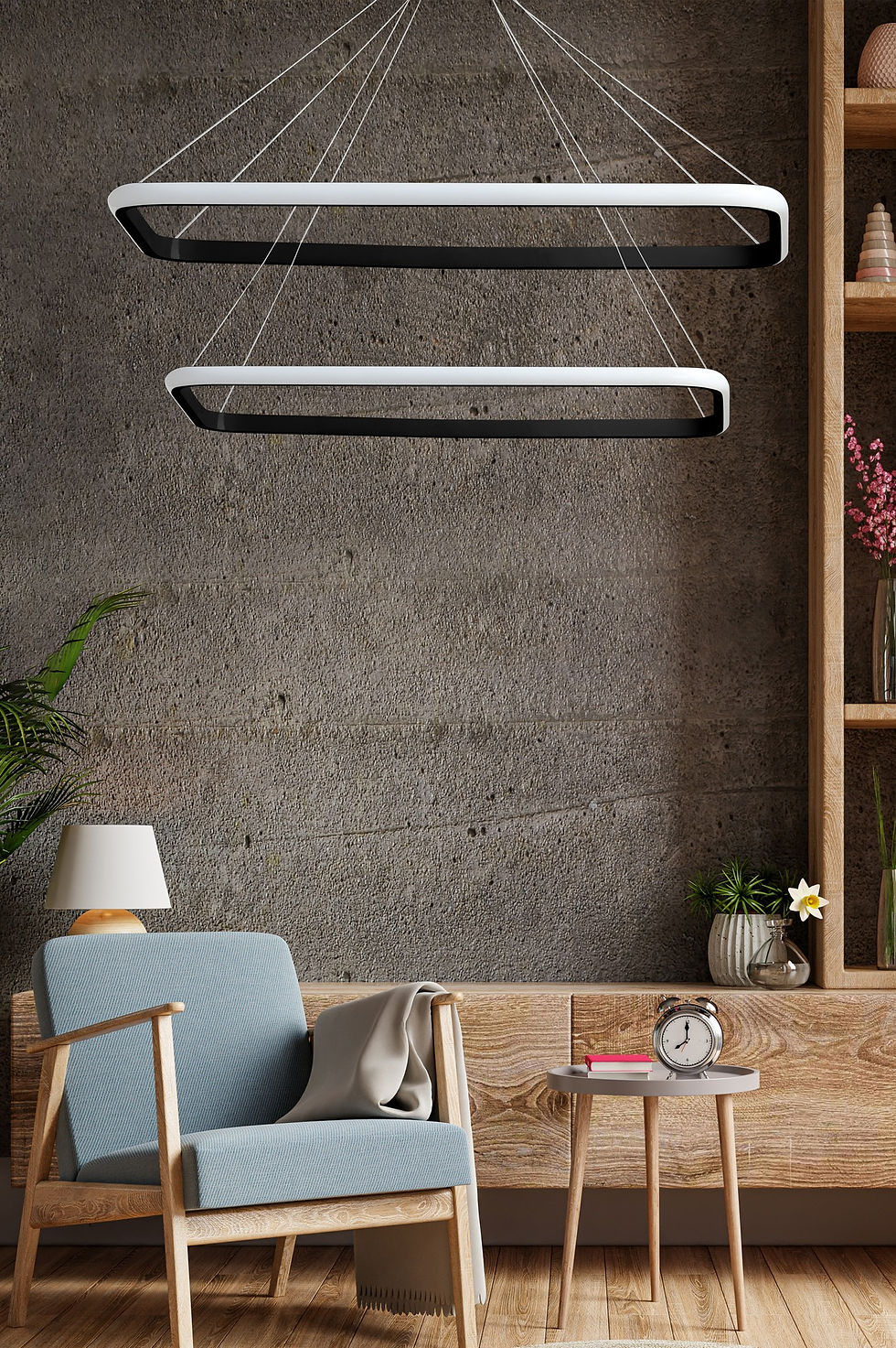 Duple Rectangular Set - Black Body, Yellow Light