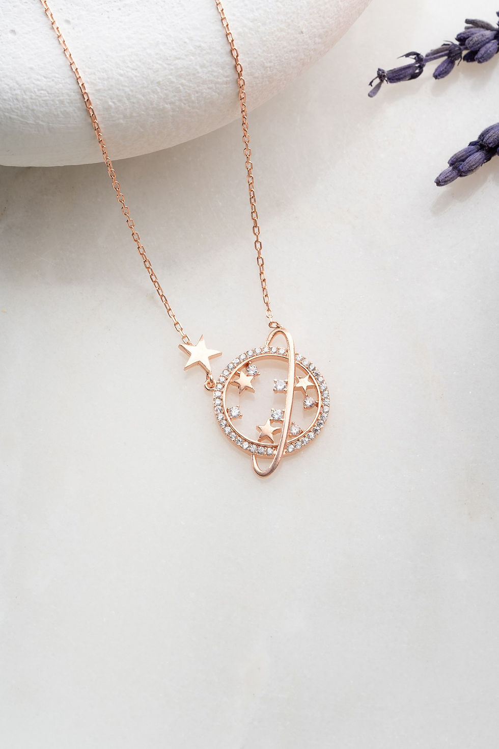 Thumbnail: LuxeZir RoseCharm Silver Necklace