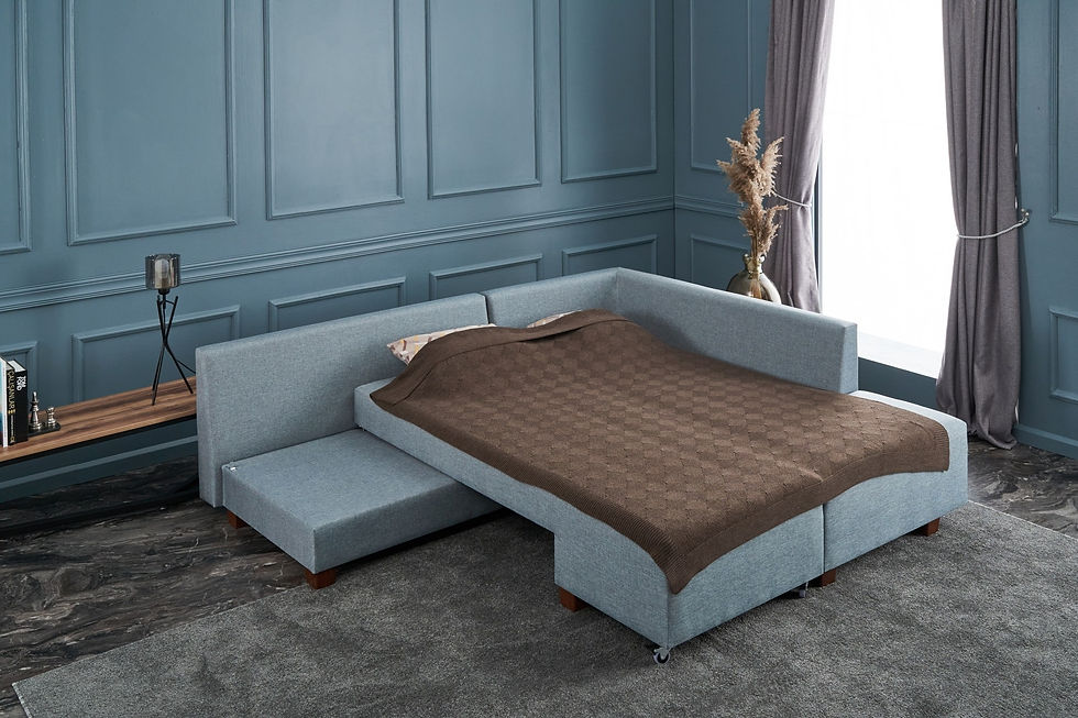 Thumbnail: Manama Corner Sofa Bed Right - Light Blue