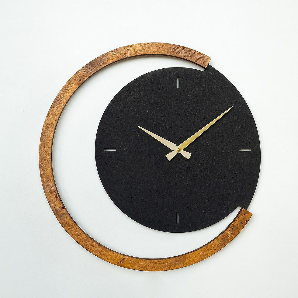 Thumbnail: Moon Time Wooden Metal Wall Clock - APS117