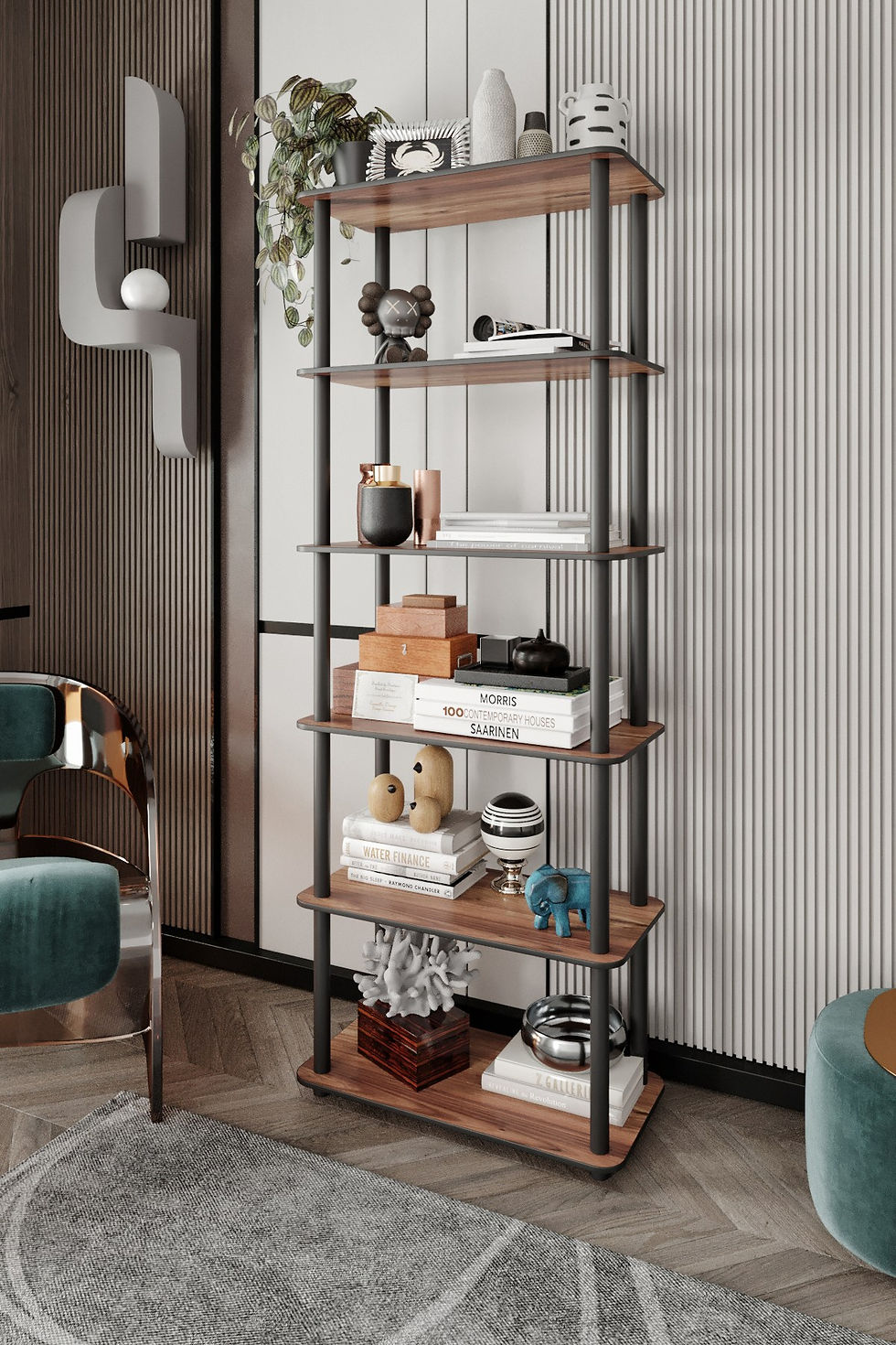Thumbnail: Bookcase 6 Rect - Walnut