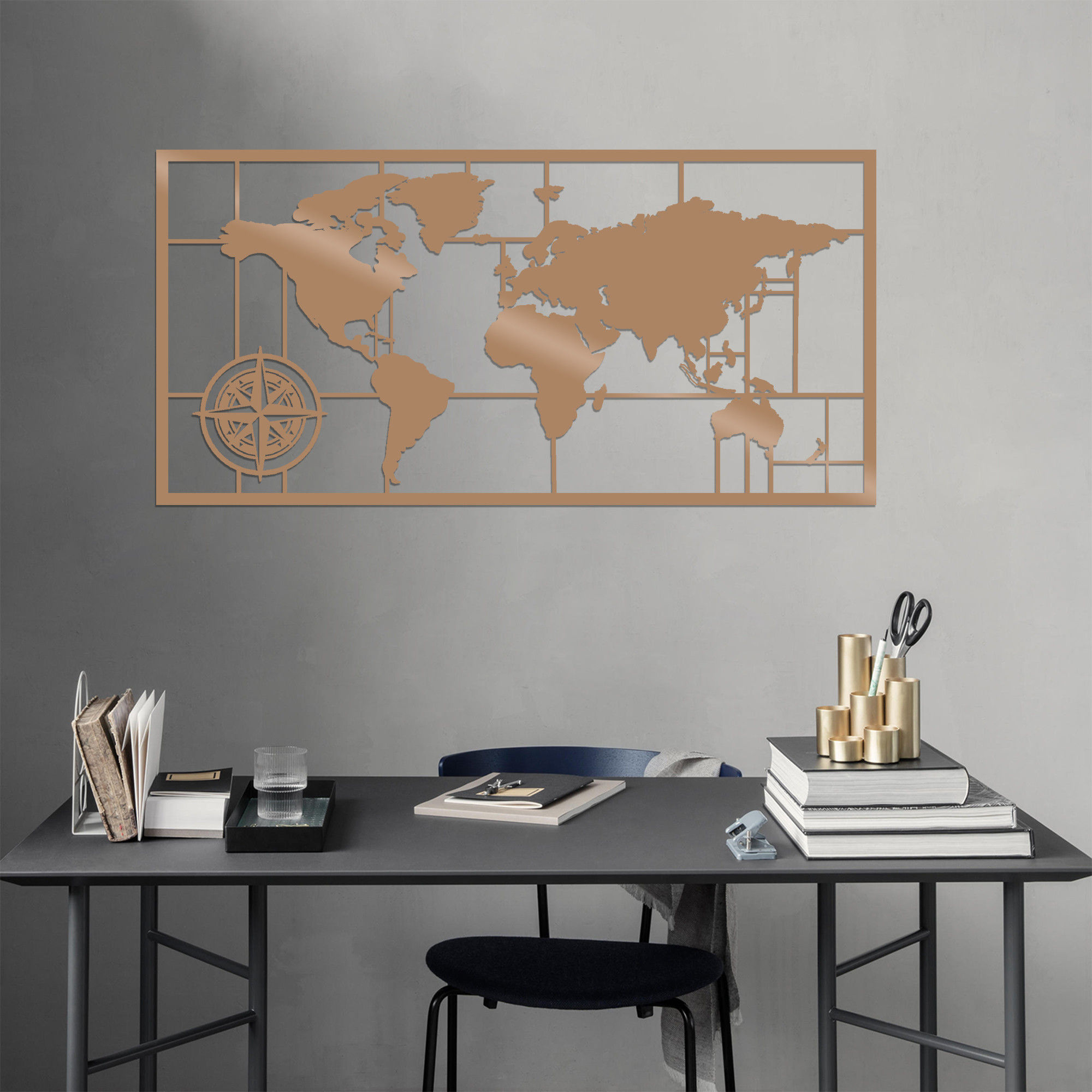 World Map Metal Decor 7 - Copper