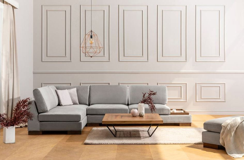 Tulip Corner Left Without Pouf - Light Grey