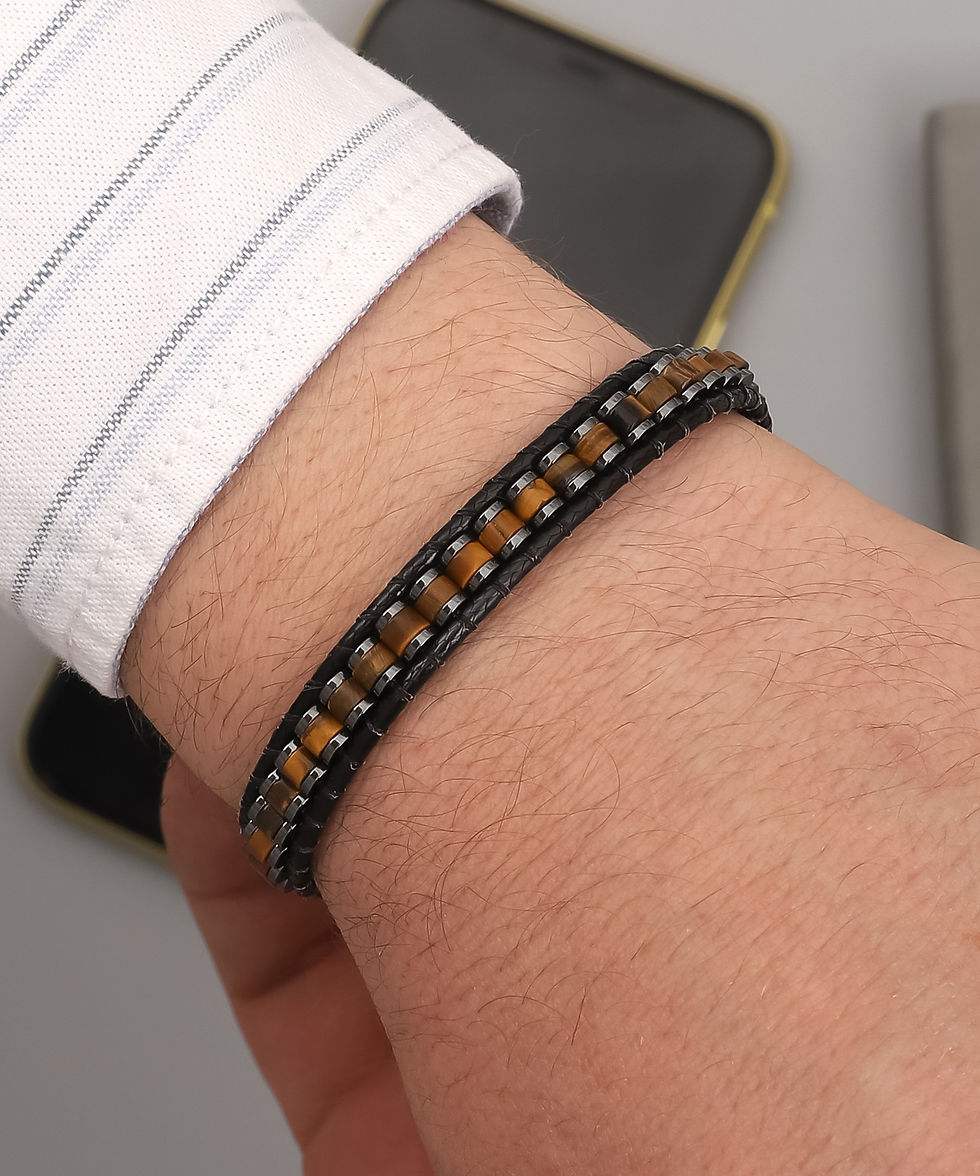Thumbnail: Mystic Tiger Leather Bracelets