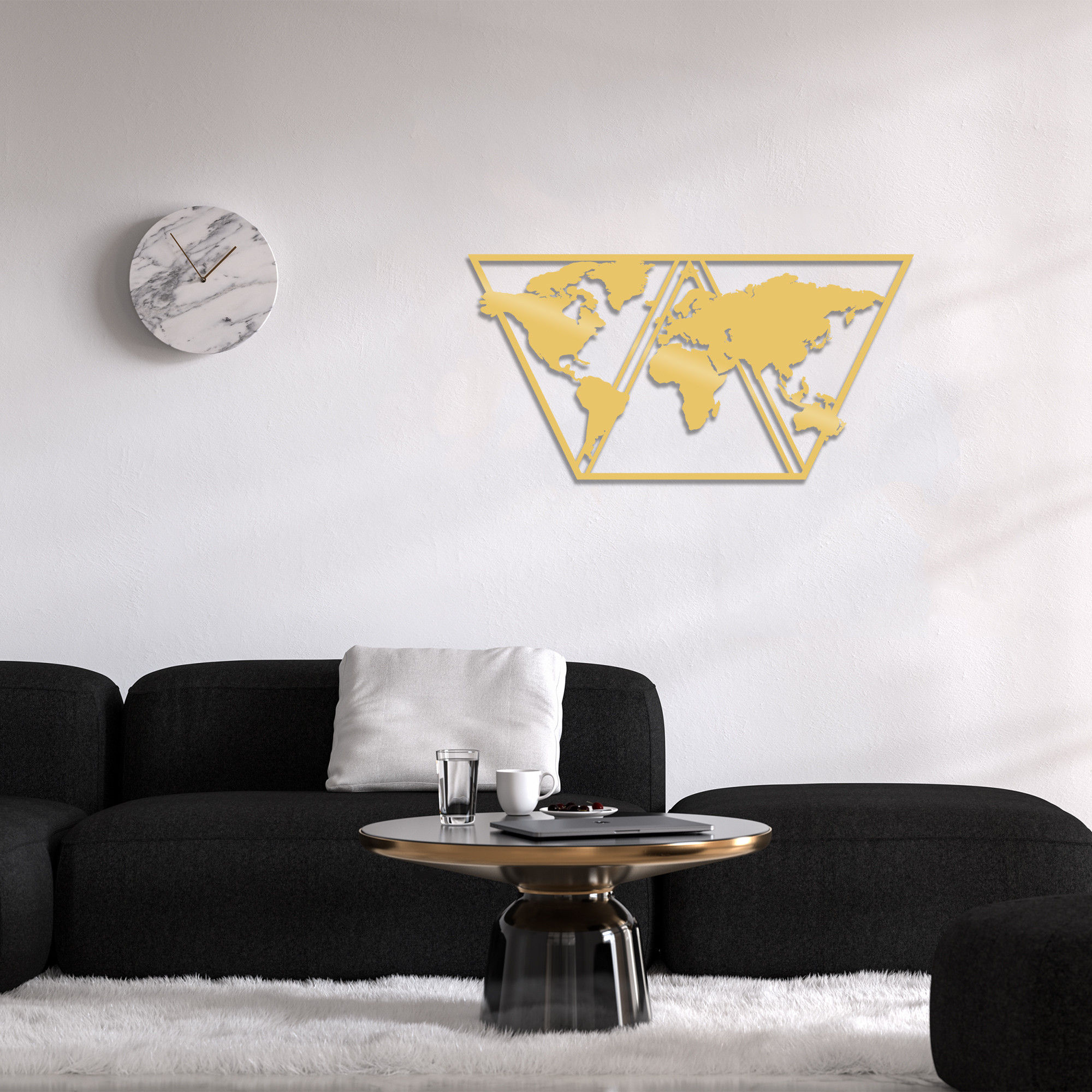 World Map Metal Decor 9 - Gold