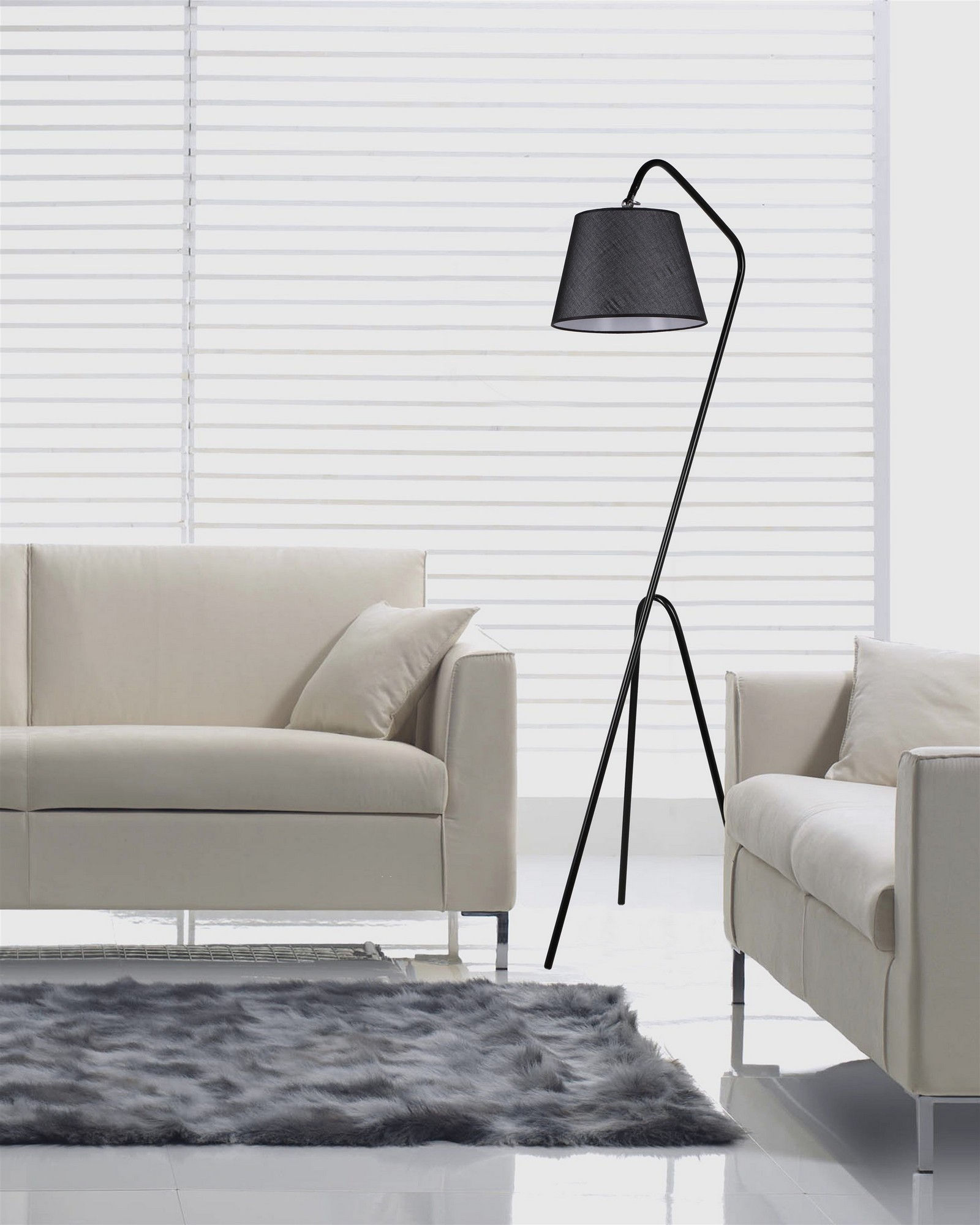 Sofya Siyah Lambader Pramit Hasir Siyah Abajurlu