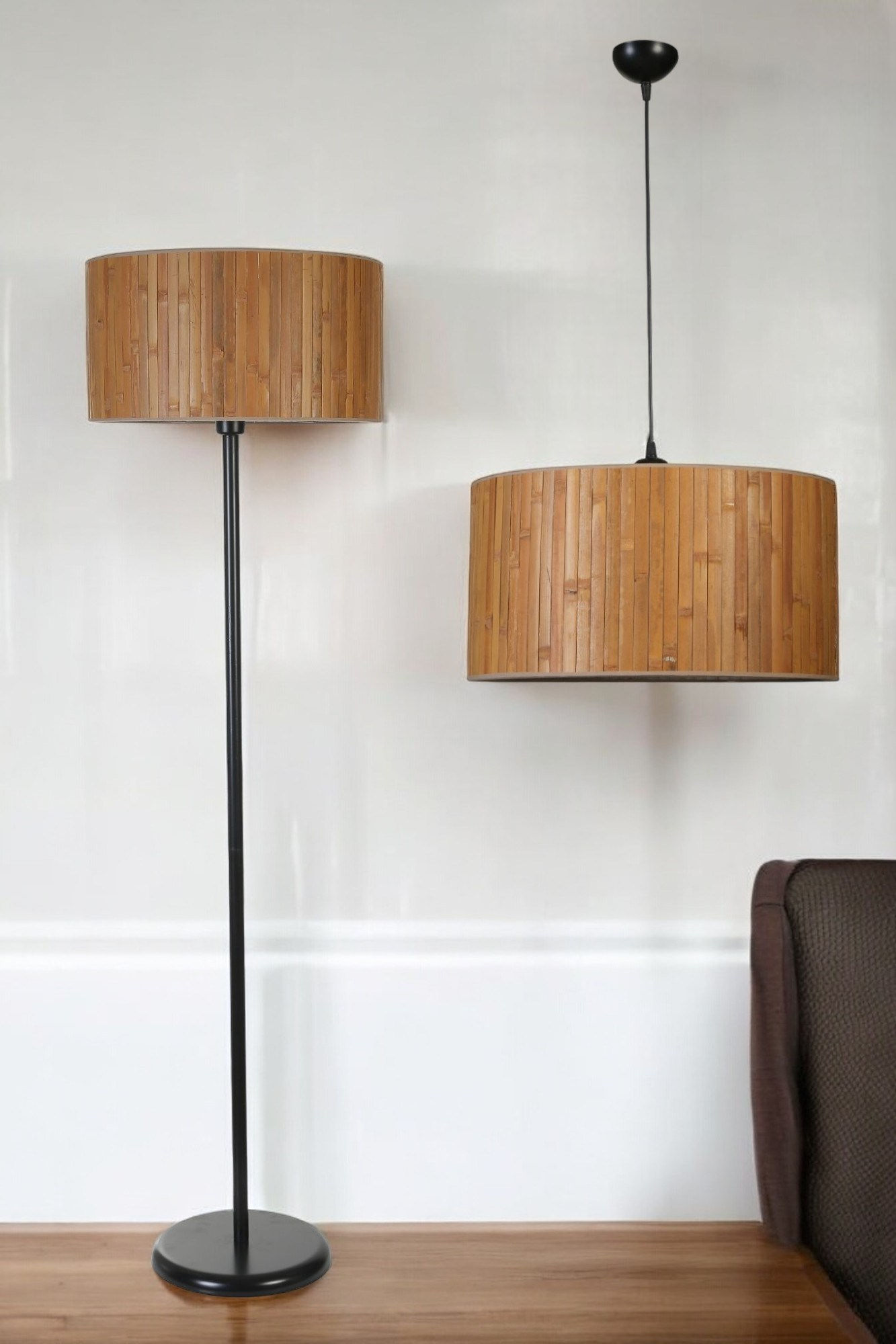 LustreVibe Duo: Elegant Chandelier & Lamp Set