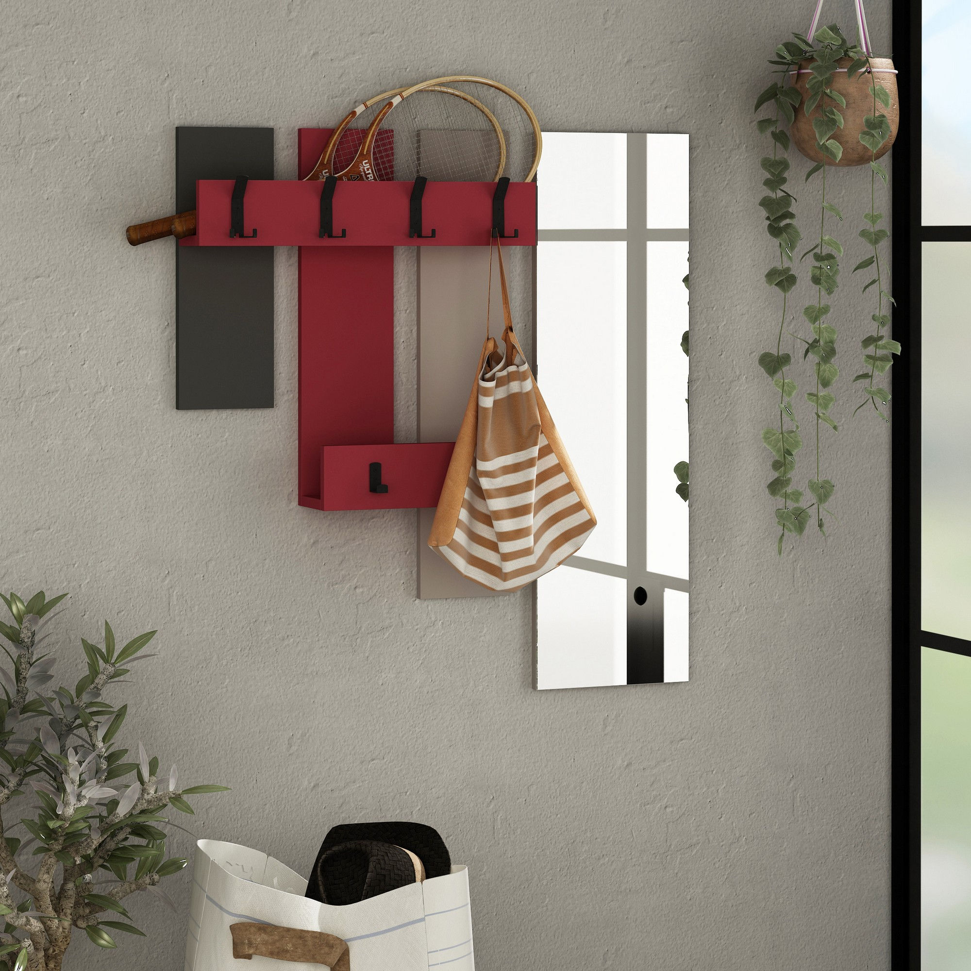 Updown - Anthracite, Burgundy, Light Mocha