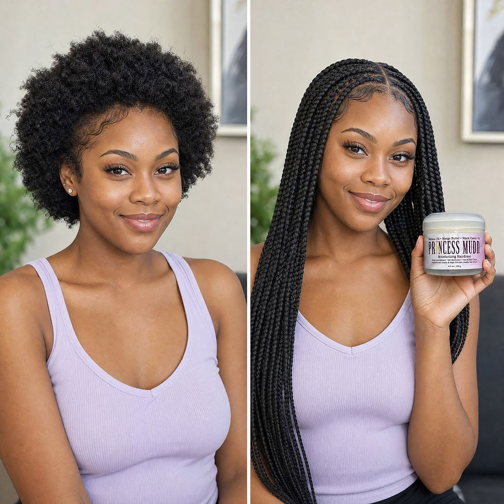 Thumbnail: Before and after afro 4c hair to box braids with princess mudd braid cream