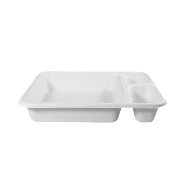 3 compartment nacho fiber tray bagasse packaging