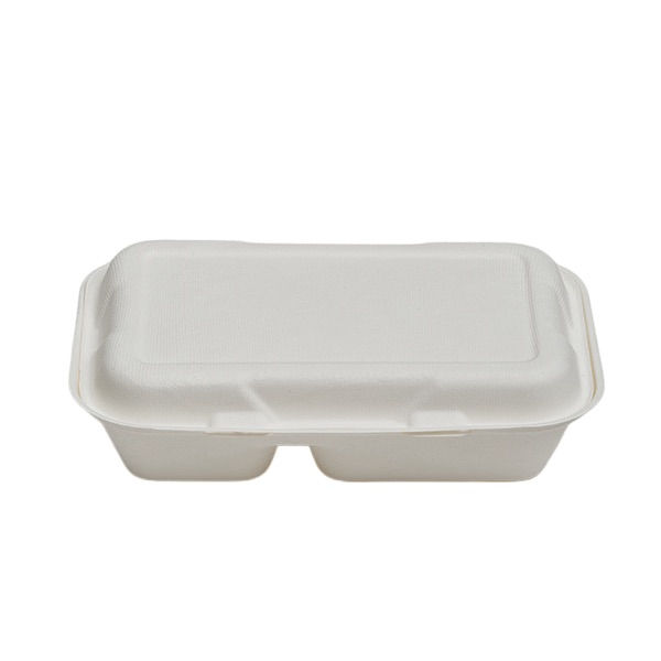 Миниатюра: rectangular 2 compartment eco friendly takeaway container for hot meal packaging