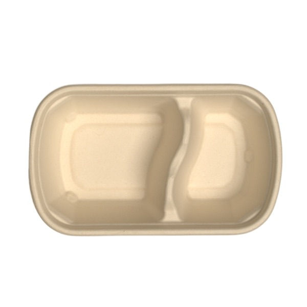 Thumbnail: 850ml 2-Com Tray -- compostable meal tray