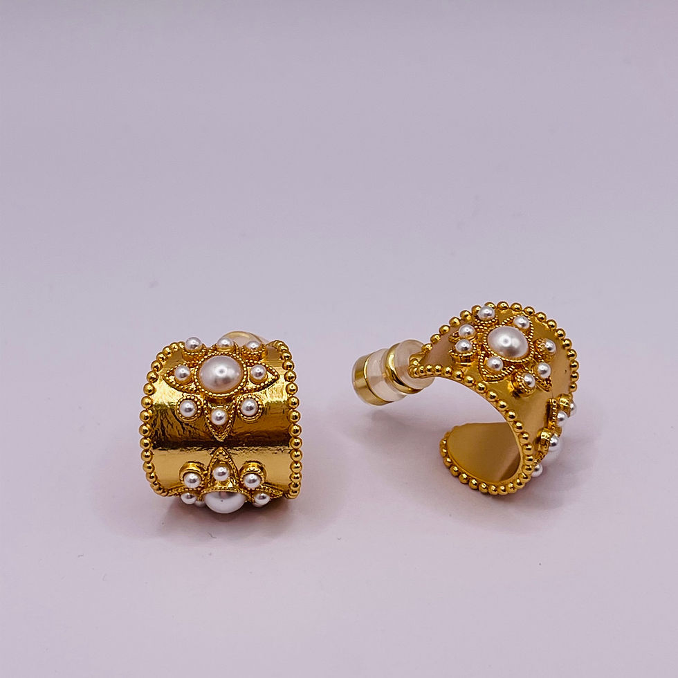 Pearl Flower Hoop Earring side view