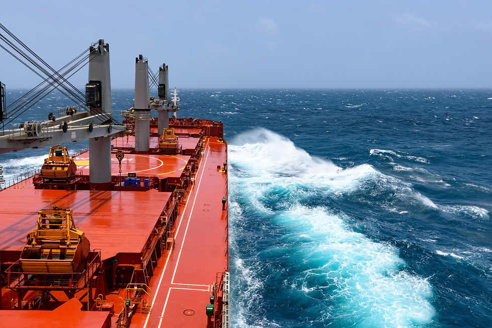 Cargo ship rolling in stormy sea. Huge waves under blue sky in Indian Ocean.jpg
