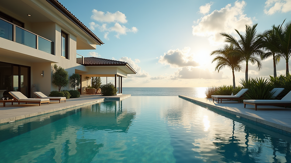 Eye-level view of a luxurious waterfront property in Florida