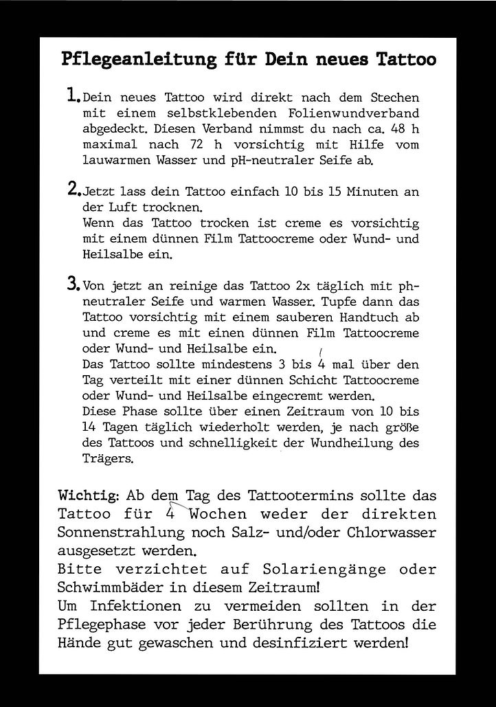 Tattoo-pflegeanleitung Printversion