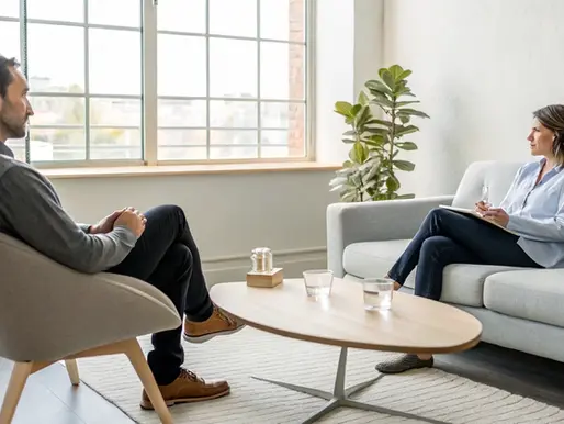 A couple talking to a therapist for relationship problems.