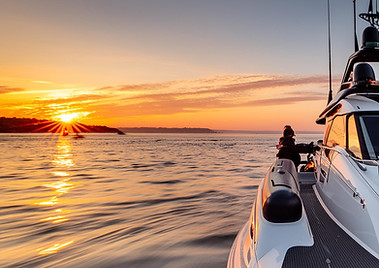 Firefly realist image of the sunrise on the Oyster Bay Harbor in New York with a 25’ Sea R
