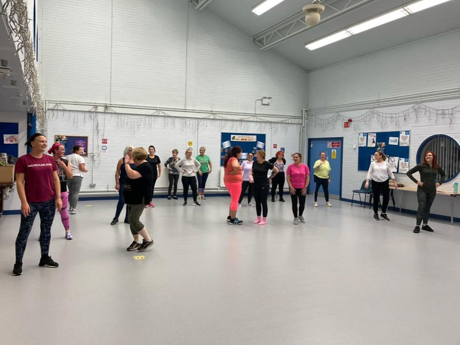 Photo of a class during zumba workout