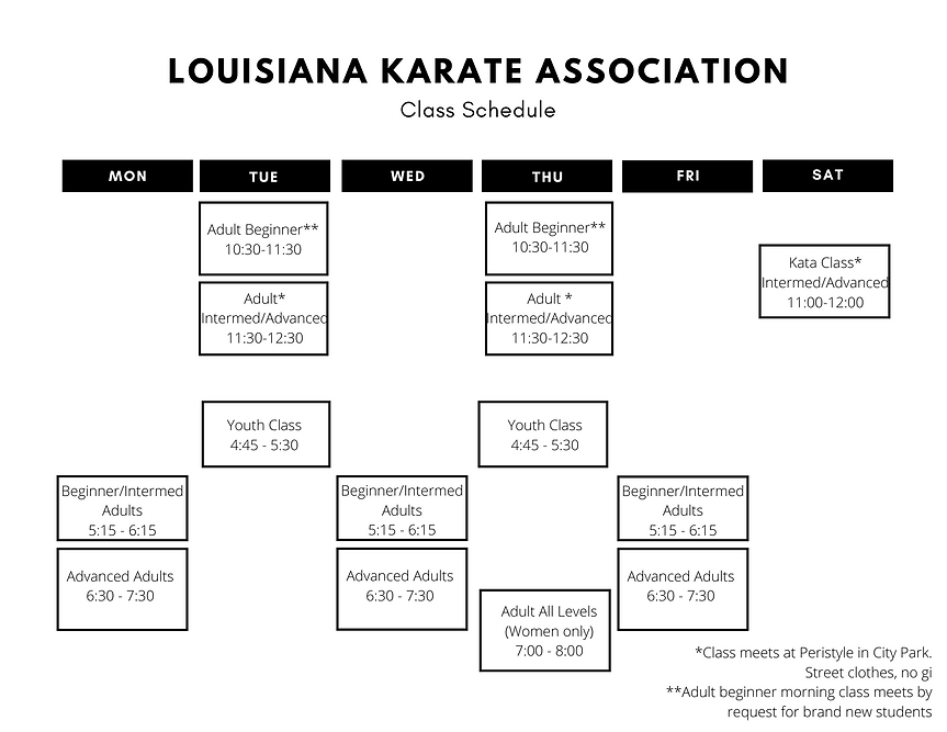 Schedule Louisiana Karate Association