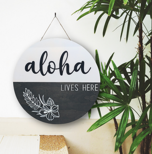 Aloha Lives Here, Sign, Wooden Sign, Home Decor, Small Business, Hawaiian decor, Hawaiian