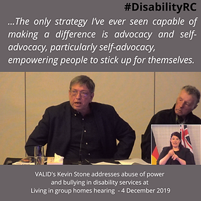 "The only strategy I've ever seen capable of making a difference is advocacy and self advocacy..."