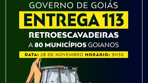 Governo de Goiás entrega 113 retroescavadeiras para Prefeituras goianas no dia 28 de novembro