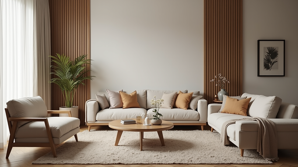 Eye-level view of a cozy living room with modern furniture