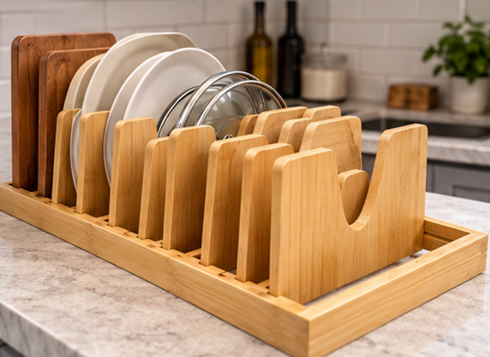 Expandable Bamboo Pot & Pan Organizer by Oceans Republic factory