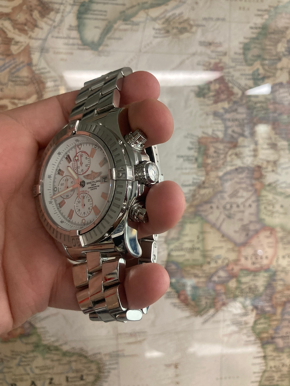Thumbnail: Breitling 48mm Super Avenger A13370 Chronograph White Dial Steel Date Automatic