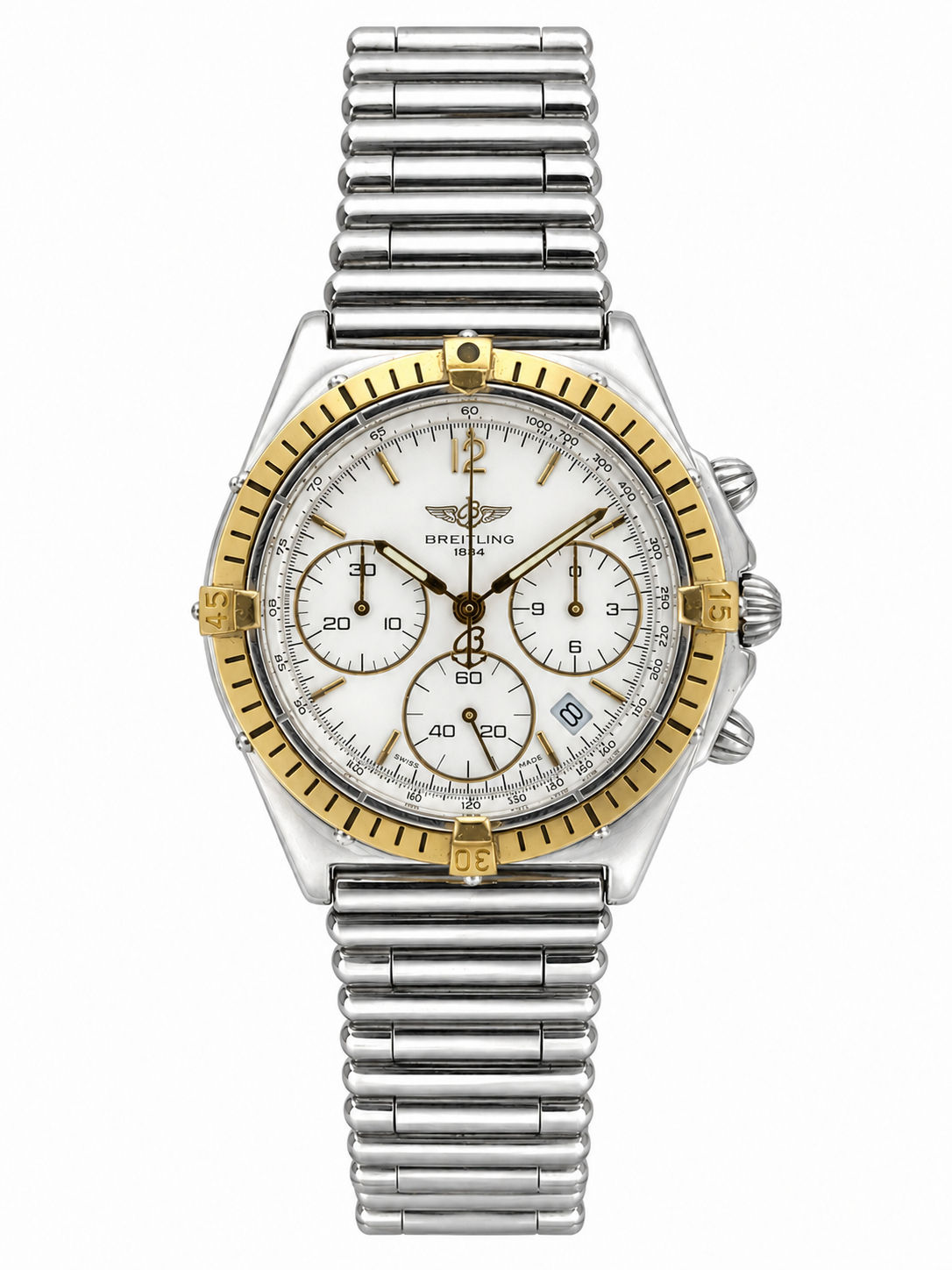 Breitling 37mm Chromograph Cockpit 100839/ B30012 White Quartz Yellow Gold Steel