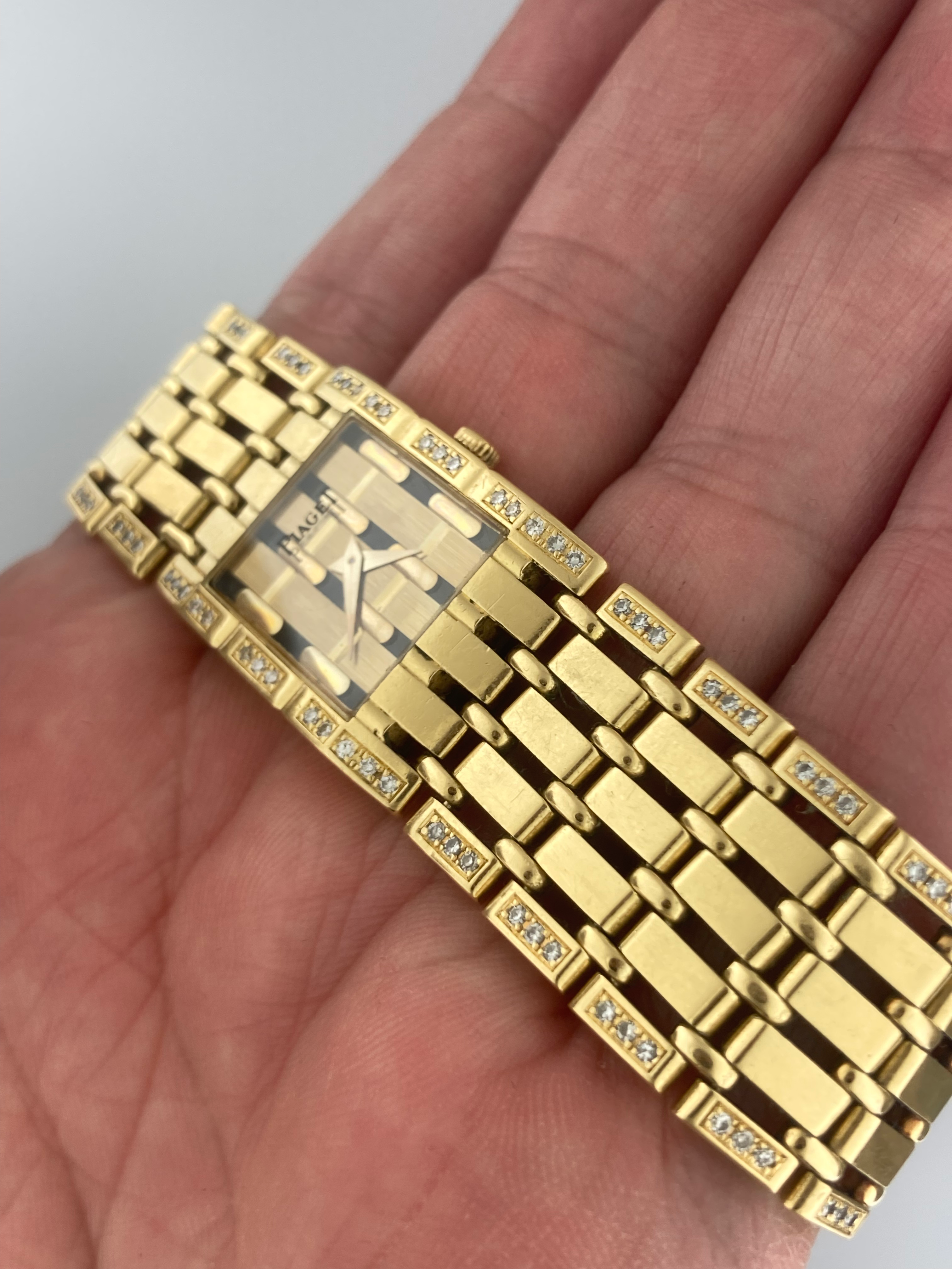 Piaget Rare Polo 18k Solid Yellow Gold 27x20mm Diamond Case Bracelet 8131 Quartz