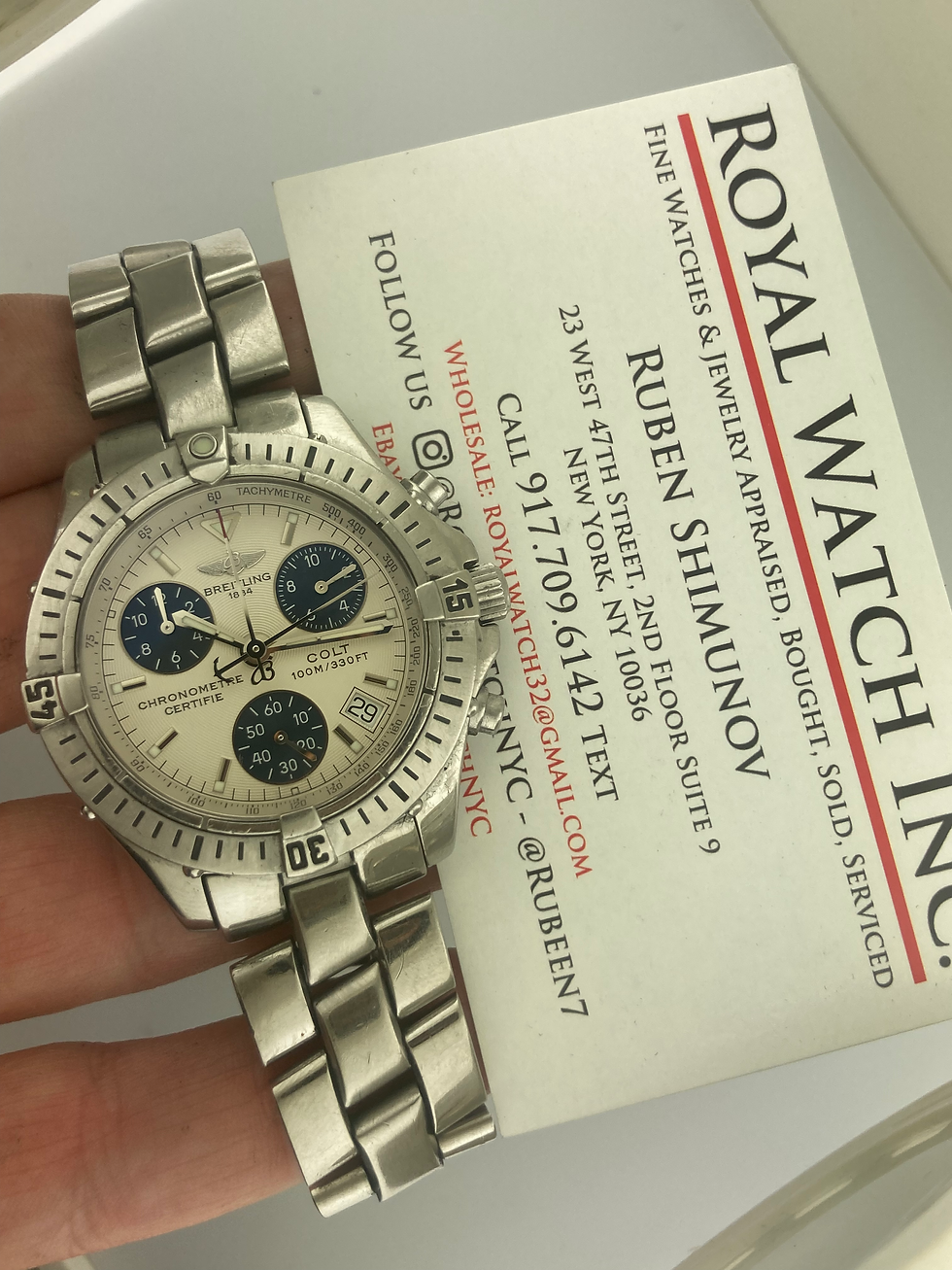 Thumbnail: Breitling Chronograph 38mm A73350 Colt Steel Quartz White Blue Dial Date Chronom