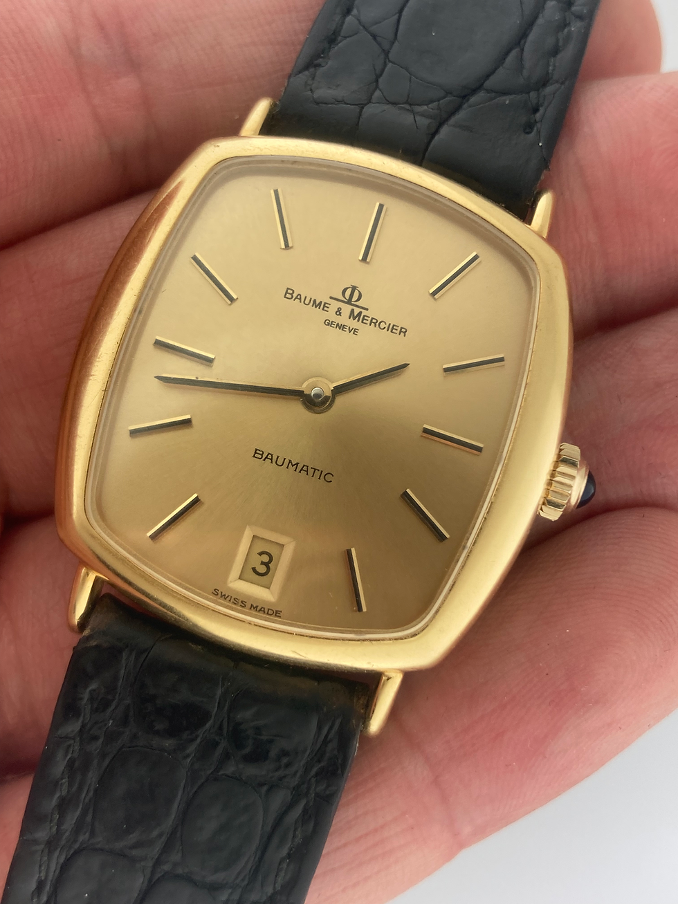 Thumbnail: Baume & Mercier 33mm Baumatic 37204 18k Solid Yellow Gold Date Micro Rotor Auto