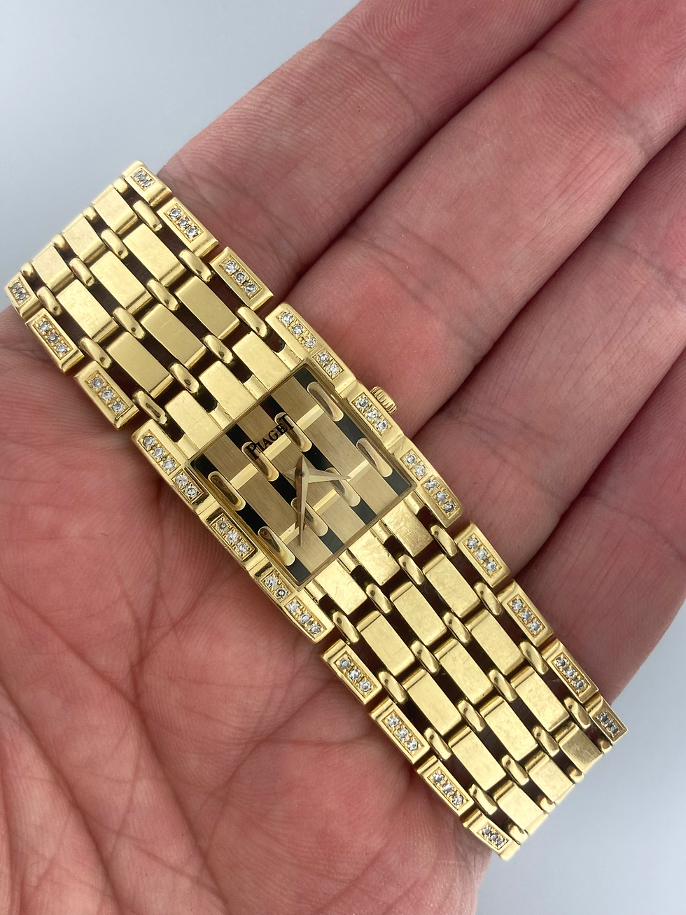 Thumbnail: Piaget Rare Polo 18k Solid Yellow Gold 27x20mm Diamond Case Bracelet 8131 Quartz