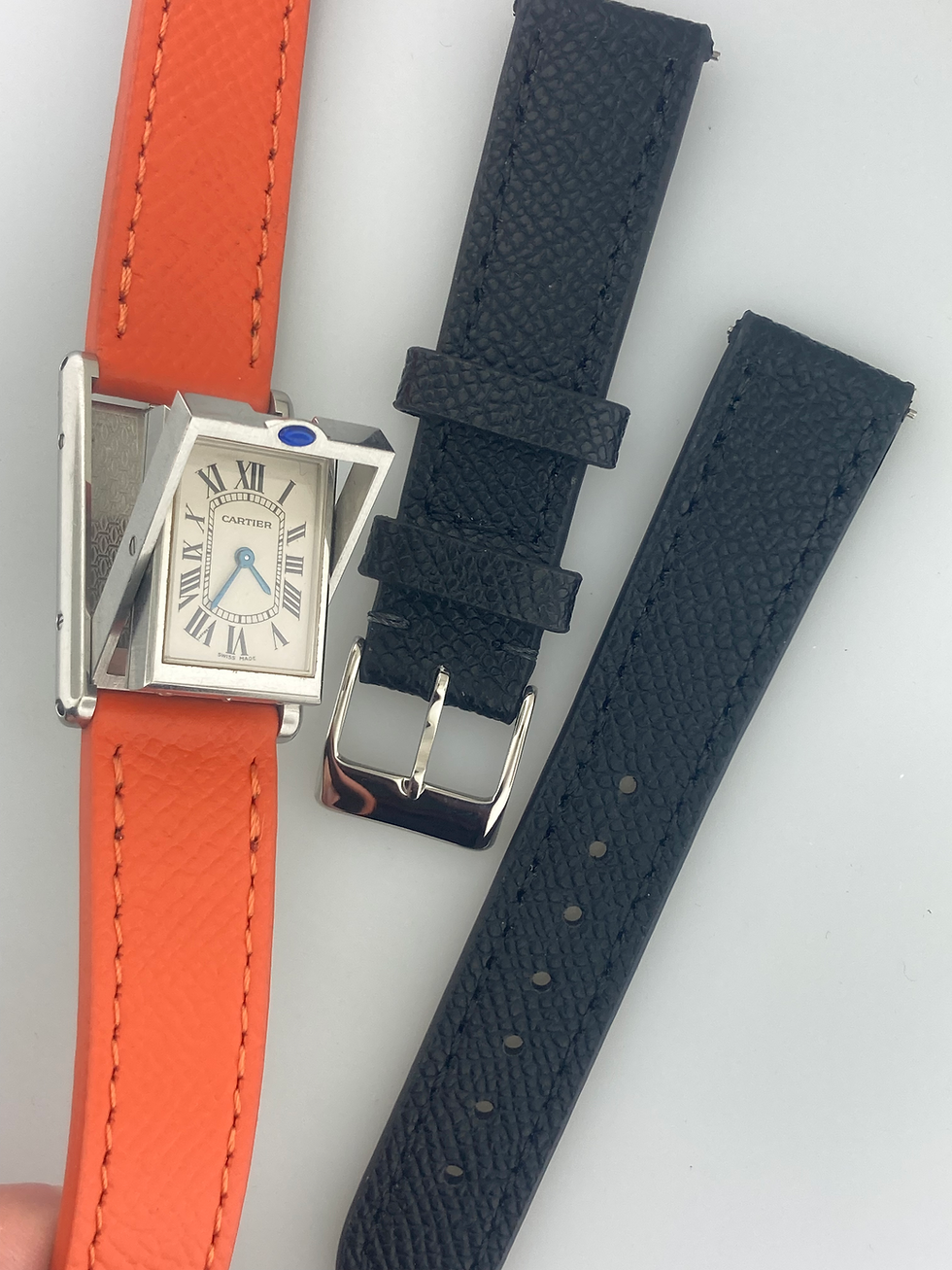 Thumbnail: Cartier Tank Basculante 23.5mm x 35mm #2405 #W10X1258 Steel White Roman Reverso