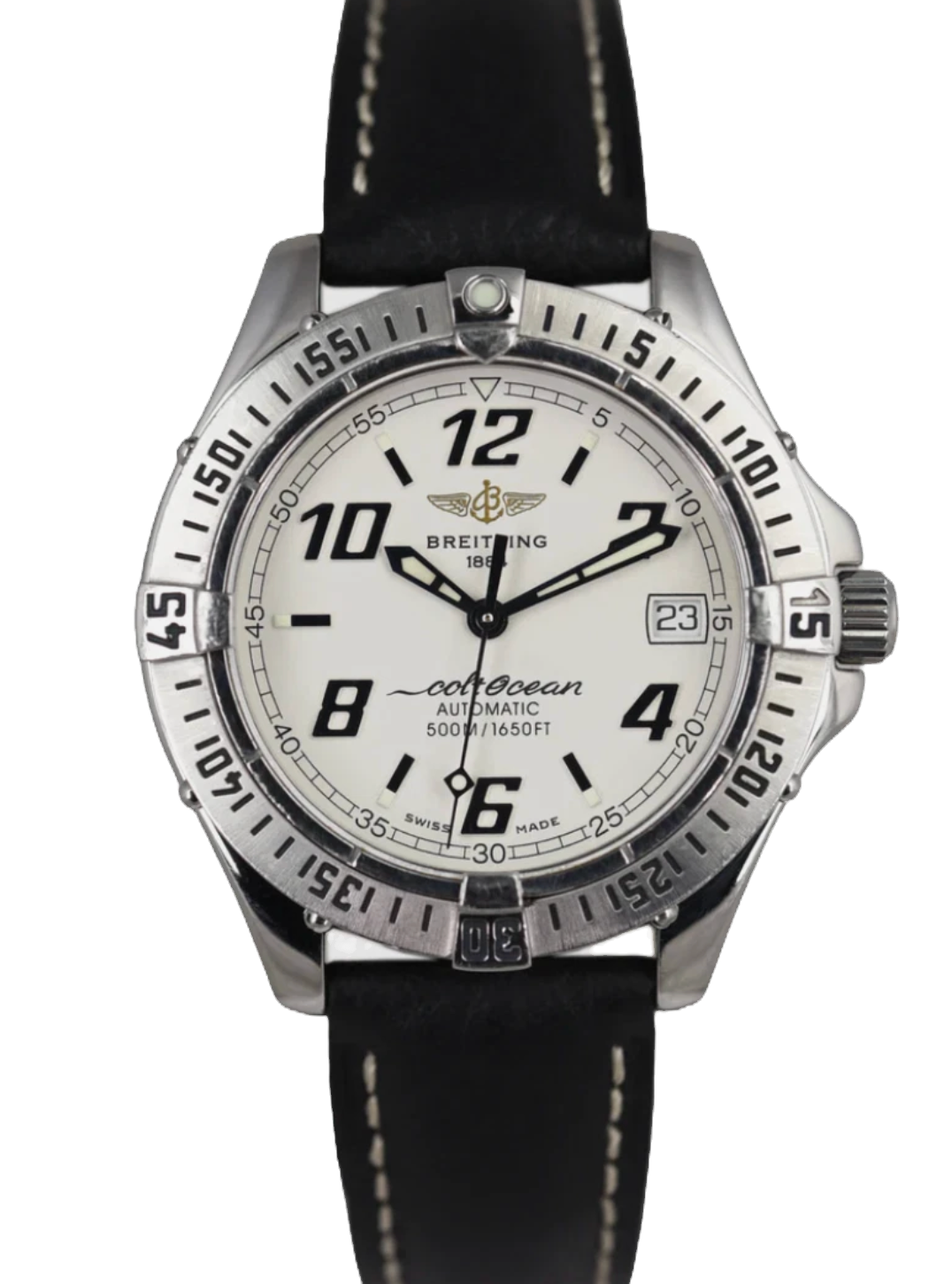 Breitling 38mm A17350 Colt Ocean 500m Automatic Date Steel White Dial MINT Diver