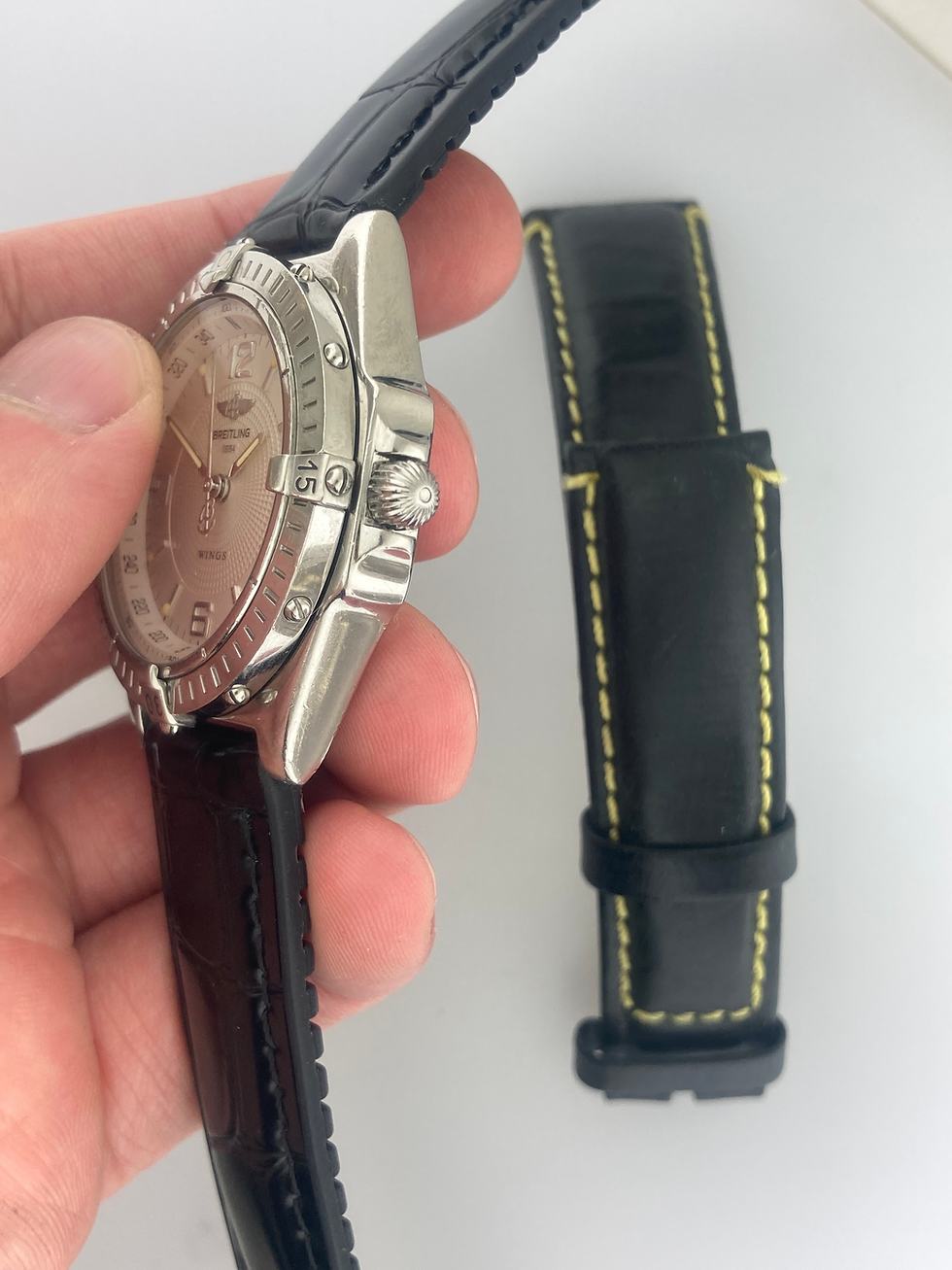 Thumbnail: Breitling 38mm A10050 Wings Automatic WindRider Date Chronomat Rubber & Leather