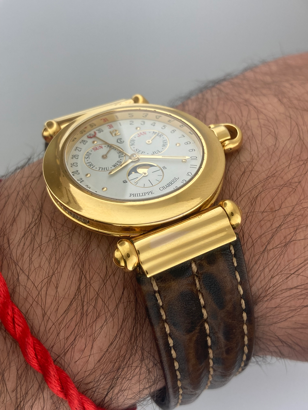 Thumbnail: Philippe Charriol 36mm 38.92.1539 Triple Calendar 18k Gold Plated ( SOLD)